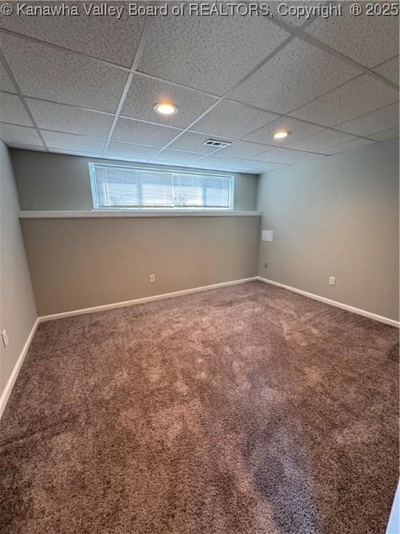 3007 Sansom Ct, Milton, WV 25541 - basement featuring carpet flooring, a drop ceiling, and recessed lighting