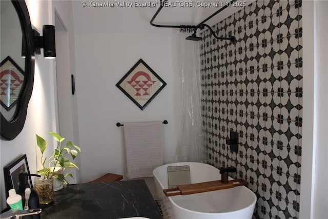1840-A Oakridge Dr, Charleston, WV 25311 - full bathroom with a soaking tub and a shower