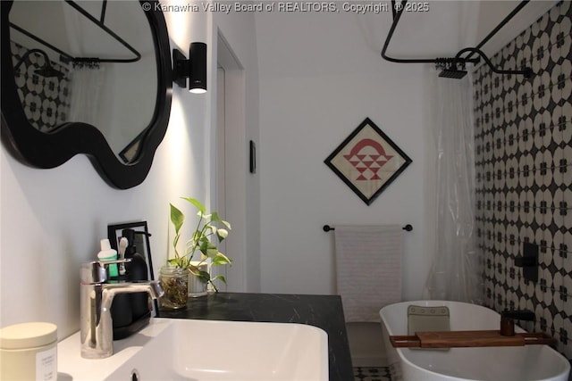 1840-A Oakridge Dr, Charleston, WV 25311 - bathroom featuring a freestanding bath and a shower