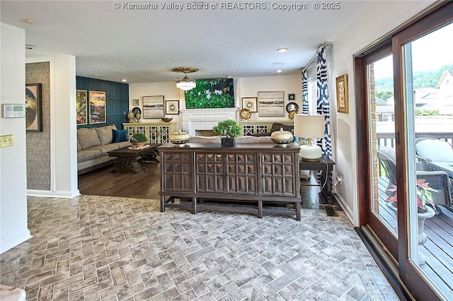 1004 Wethersfield Xing, Hurricane, WV 25526 - living area with brick patterned flooring and a fireplace