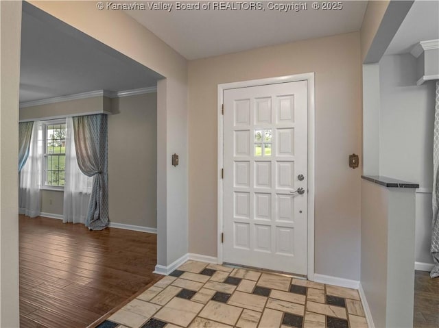 227 Maplewood Ests, Scott Depot, WV 25560 - foyer featuring ornamental molding and wood finished floors