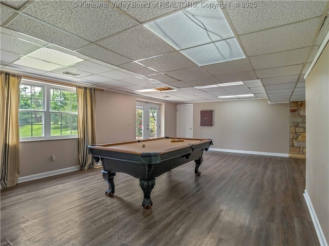 227 Maplewood Ests, Scott Depot, WV 25560 - playroom featuring wood finished floors, electric panel, pool table, and a drop ceiling