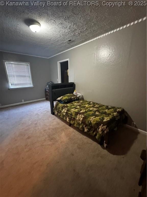 969 Airport Rd, Chapmanville, WV 25508 - carpeted bedroom with baseboards and a textured ceiling