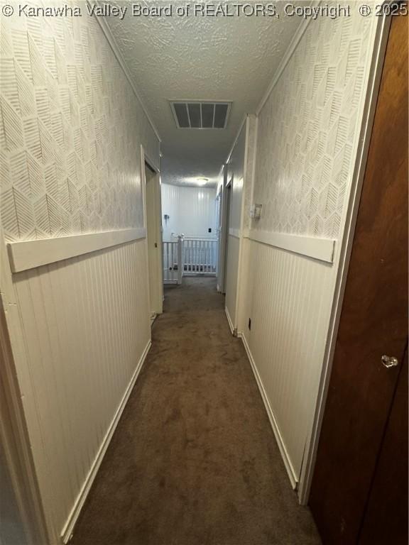969 Airport Rd, Chapmanville, WV 25508 - hall featuring carpet flooring and a textured ceiling