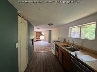 168 Harmon Rd, Charleston, WV 25314 - kitchen with electric range, dark wood finished floors, and black dishwasher