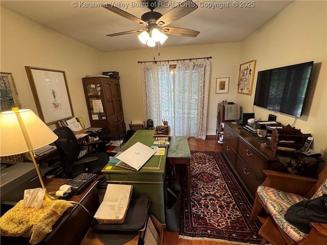201 Sheridan Cir, Charleston, WV 24315 - home office featuring a ceiling fan and wood finished floors