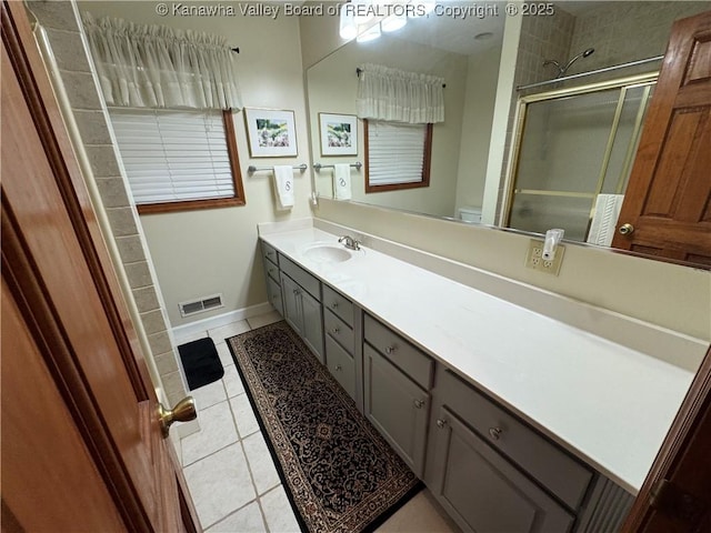 201 Sheridan Cir, Charleston, WV 24315 - bathroom with vanity, a shower stall, and tile patterned floors