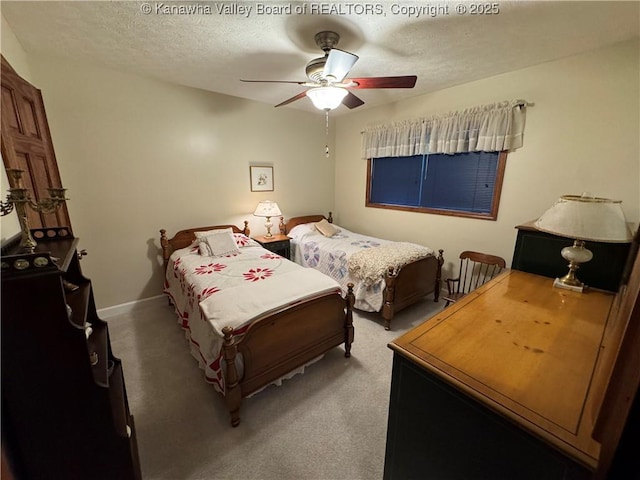 201 Sheridan Cir, Charleston, WV 24315 - carpeted bedroom with a textured ceiling and a ceiling fan