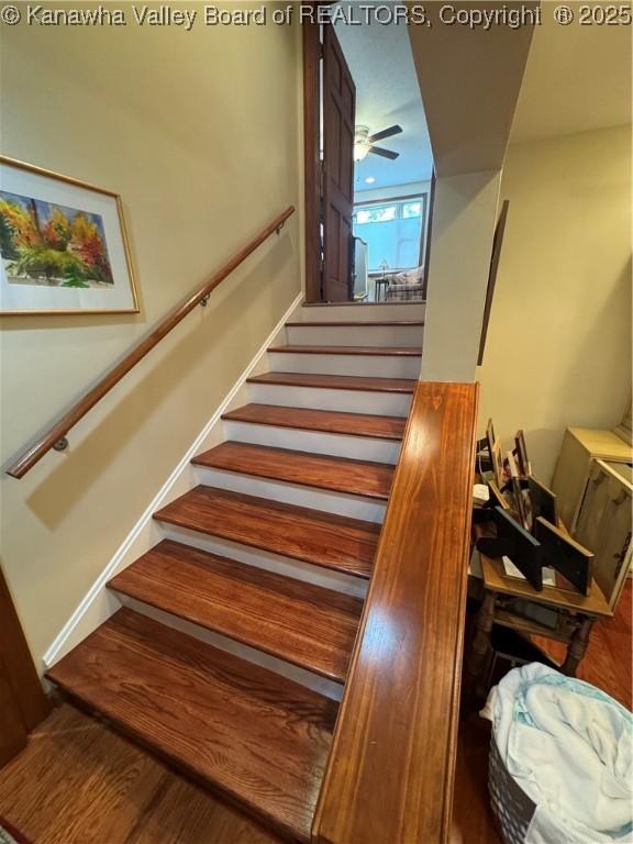 201 Sheridan Cir, Charleston, WV 24315 - stairs with wood finished floors