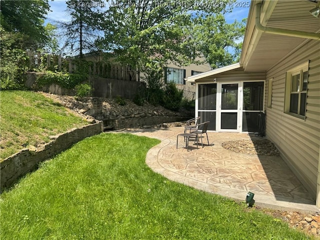 201 Sheridan Cir, Charleston, WV 24315 - view of yard featuring a sunroom and a patio area