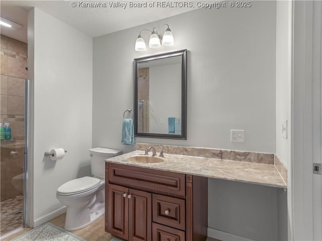 125 Friendship Ln, Scott Depot, WV 25560 - full bathroom featuring vanity, a stall shower, and tile patterned floors