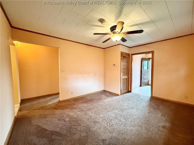 108 W Main St, Belle, WV 25015 - carpeted empty room featuring crown molding and ceiling fan