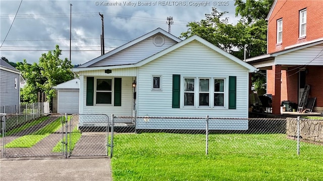 108 W Main St, Belle, WV 25015 - view of front of home featuring covered porch, a fenced front yard, a gate, and a detached garage