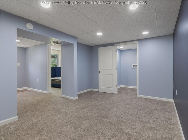 5285 Kelly Rd, Charleston, WV 25313 - finished basement with carpet floors and a drop ceiling