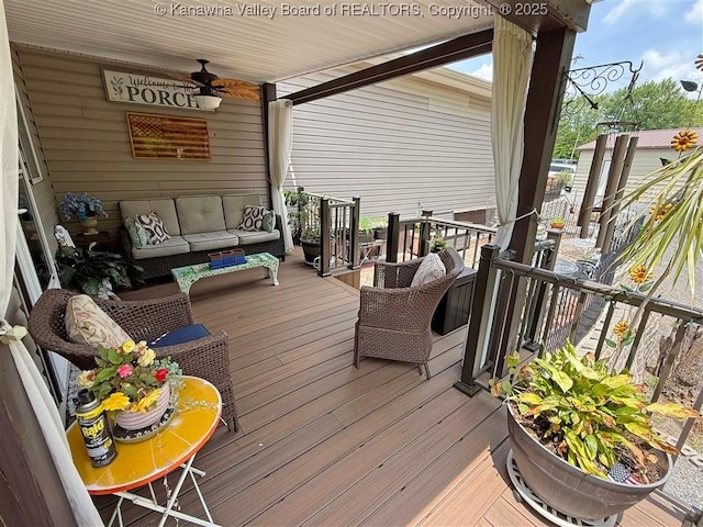 960 Grandview Rd, Daniels, WV 25832 - deck with outdoor lounge area and a ceiling fan