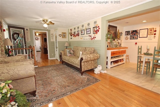960 Grandview Rd, Daniels, WV 25832 - living room featuring ceiling fan and wood finished floors