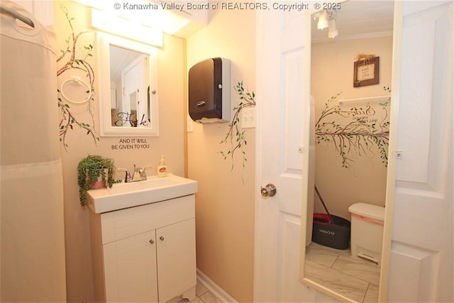 960 Grandview Rd, Daniels, WV 25832 - bathroom with vanity and ornamental molding