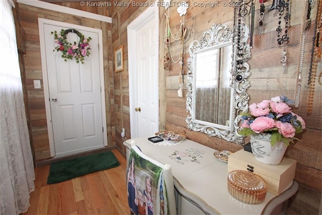 960 Grandview Rd, Daniels, WV 25832 - foyer entrance with wooden walls and wood finished floors