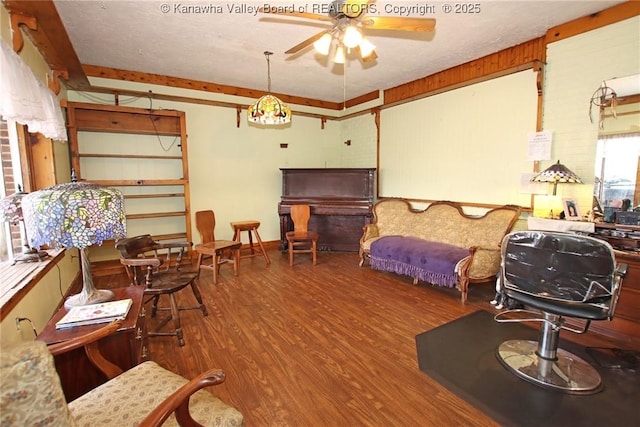 322 16th St, Dunbar, WV 25064 - living room featuring a ceiling fan and wood finished floors