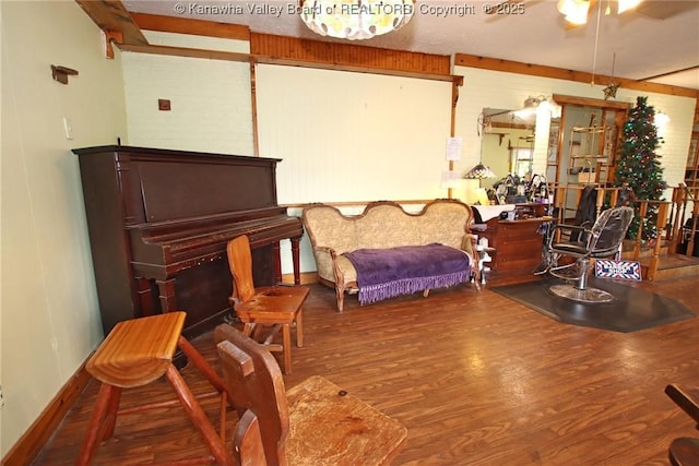 322 16th St, Dunbar, WV 25064 - living area featuring wood finished floors and ceiling fan