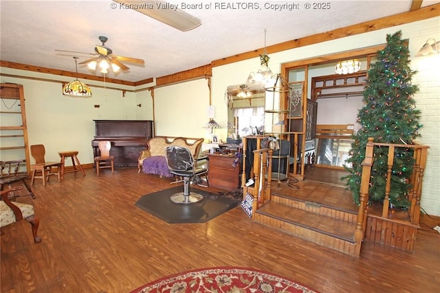 322 16th St, Dunbar, WV 25064 - dining room with ceiling fan, wood finished floors, and a chandelier