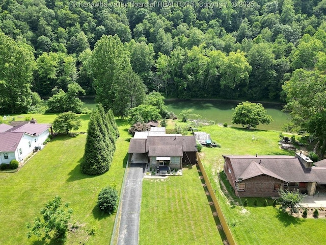 9627 Procious Maysel Rd, Procious, WV 25164 - view from above of property with a large body of water and a heavily wooded area