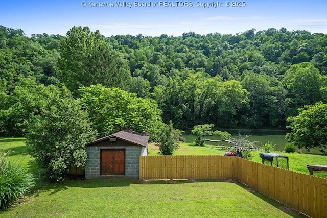 9627 Procious Maysel Rd, Procious, WV 25164 - view of yard featuring a storage shed, a water view, and a view of trees