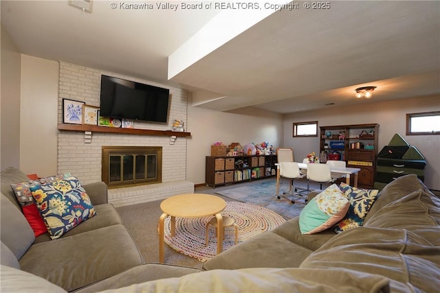 32 Carriage Rd, Charleston, WV 25314 - living area featuring carpet flooring and a fireplace