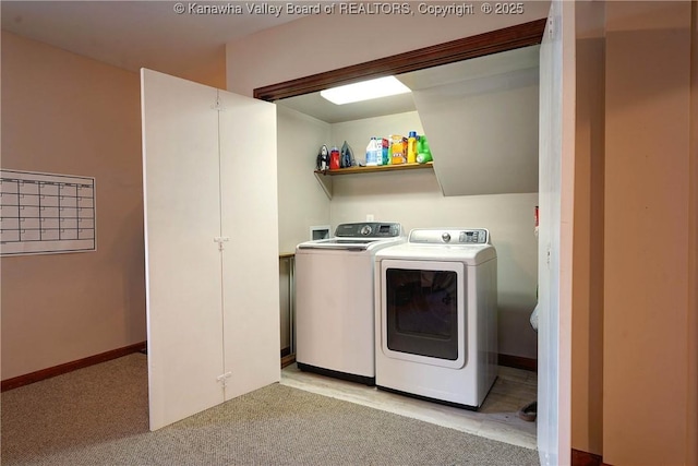 32 Carriage Rd, Charleston, WV 25314 - laundry area with washer and dryer and light colored carpet