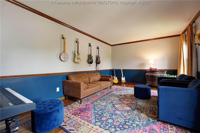 32 Carriage Rd, Charleston, WV 25314 - living room featuring wood finished floors and crown molding