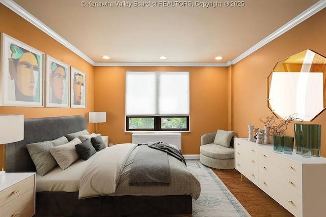 1578 Kanawha Blvd Unit 7C, Charleston, WV 25311 - bedroom with ornamental molding, recessed lighting, and dark wood-style floors