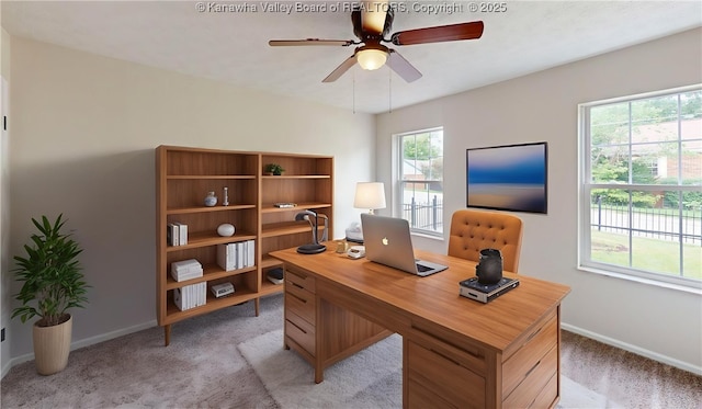 81 Hamill Rd, Huntington, WV 25701 - home office featuring a ceiling fan and light colored carpet