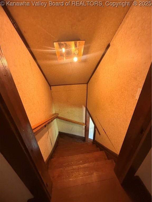 23908 Coal River Rd, Wv, WV 25148 - stairway featuring wood finished floors