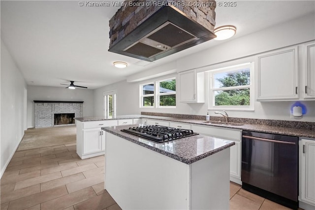 207 Branchfield Dr, Charleston, WV 25314 - kitchen featuring dishwasher, stainless steel gas cooktop, custom range hood, and healthy amount of natural light