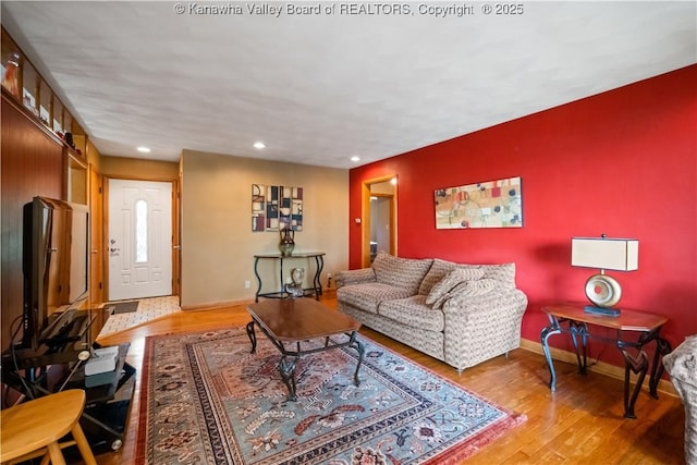 1204 Crown Dr, South Charleston, WV 25309 - living area featuring light wood-type flooring and recessed lighting