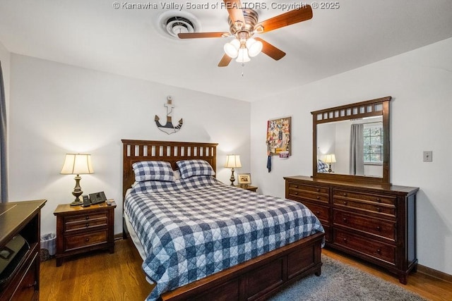 1013 Walnut Rd Unit 4, Charleston, WV 25314 - bedroom with dark wood-style flooring and ceiling fan