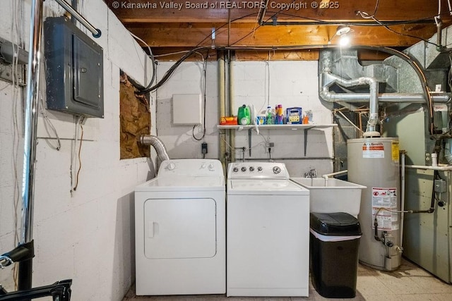 1013 Walnut Rd Unit 4, Charleston, WV 25314 - washroom featuring gas water heater, electric panel, and separate washer and dryer