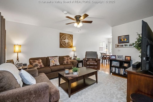 1013 Walnut Rd Unit 4, Charleston, WV 25314 - living room featuring ceiling fan and light wood-style floors