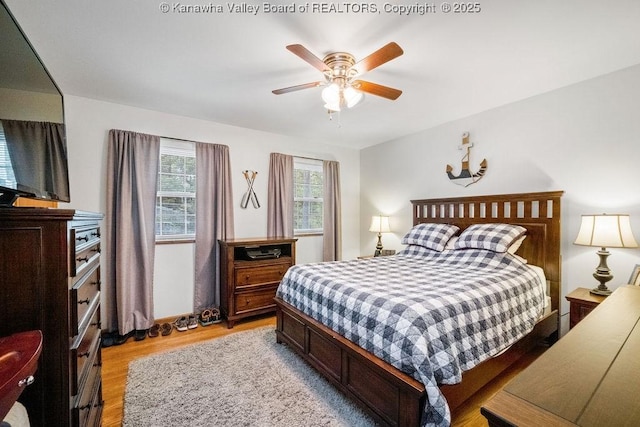 1013 Walnut Rd Unit 4, Charleston, WV 25314 - bedroom with light wood-style flooring and a ceiling fan