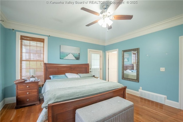 365 Tyler Way, Scott Depot, WV 25560 - bedroom with ornamental molding, wood finished floors, and ceiling fan