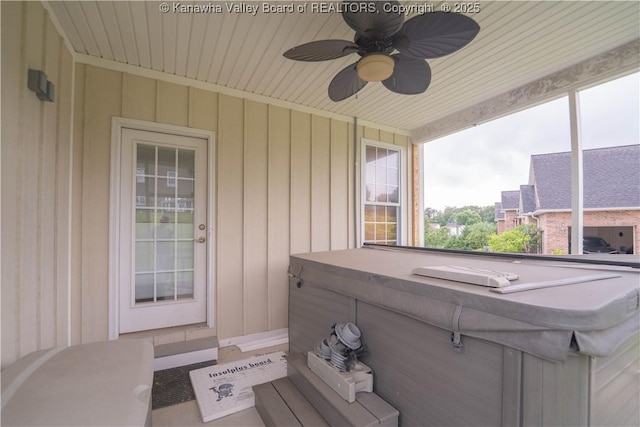 365 Tyler Way, Scott Depot, WV 25560 - view of patio featuring a hot tub and ceiling fan