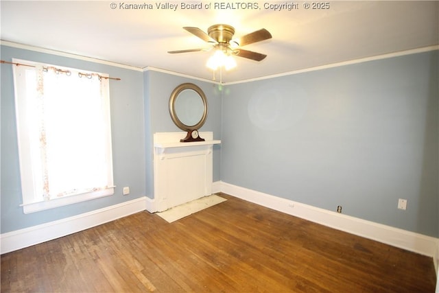 624 Randolph St, Charleston, WV 25302 - spare room with a ceiling fan, wood finished floors, and crown molding