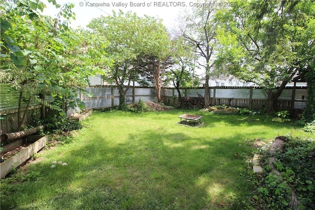 624 Randolph St, Charleston, WV 25302 - fenced backyard with a fire pit