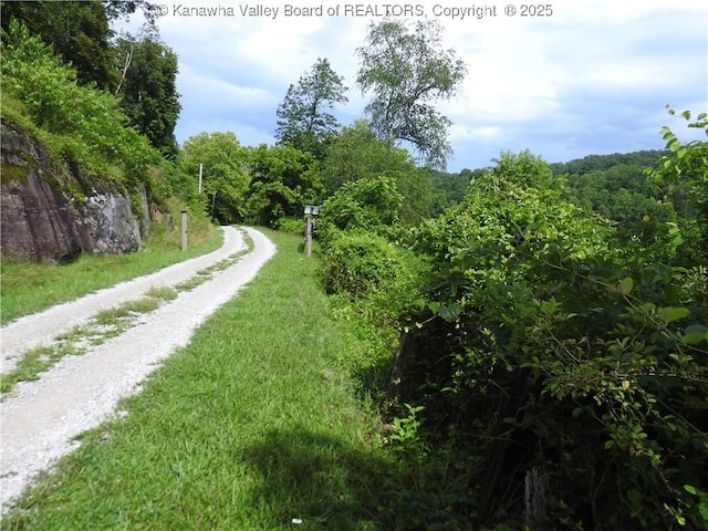 5609 Hurricane Creek Rd, Hurricane, WV 25526 - view of dirt / gravel road featuring a wooded view