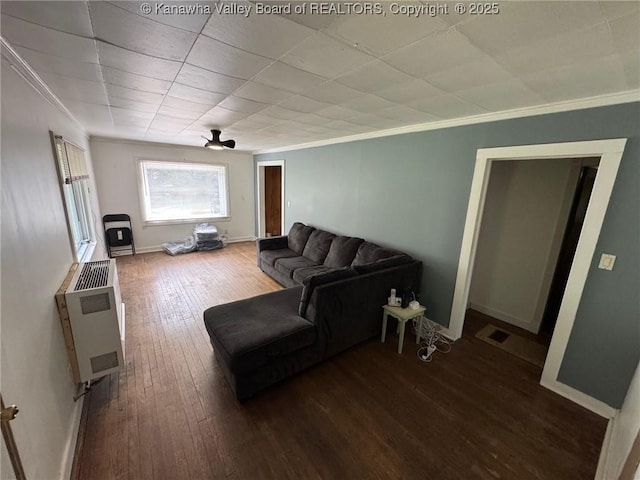 292 Maysel Laurel Ridge Rd, Wv, WV 25133 - living room with heating unit, wood-type flooring, and crown molding