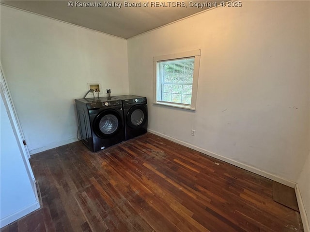 292 Maysel Laurel Ridge Rd, Wv, WV 25133 - laundry area with independent washer and dryer and hardwood / wood-style flooring