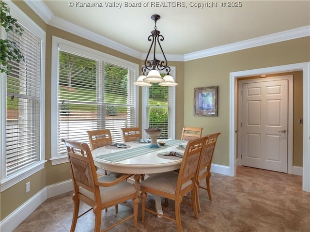 948 Little Coal River Rd, Alum Creek, WV 25003 - dining room with healthy amount of natural light and crown molding