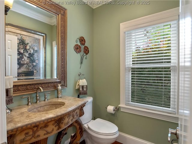948 Little Coal River Rd, Alum Creek, WV 25003 - half bathroom with ornamental molding and vanity