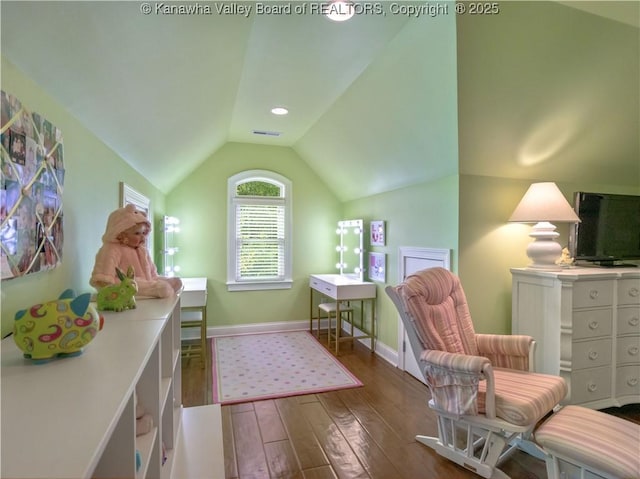 948 Little Coal River Rd, Alum Creek, WV 25003 - bedroom featuring wood-type flooring and vaulted ceiling