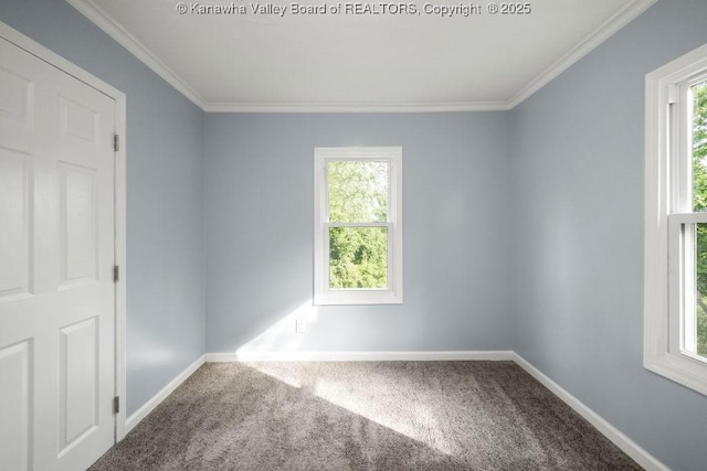 528 Medina St, Charleston, WV 25302 - carpeted empty room featuring baseboards and ornamental molding